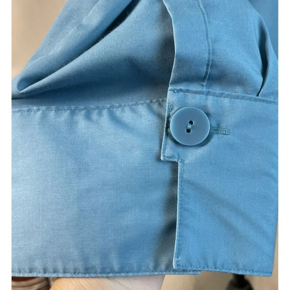 Foxcroft Bluish Green Blouse Long Sleeve Button Down Wrinkle Free Fitted Fit 16P - Picture 4 of 9